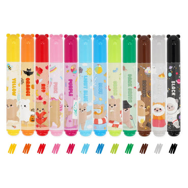 Legami Set of 12 Marker Pens - Teddy Friends - Super Washable