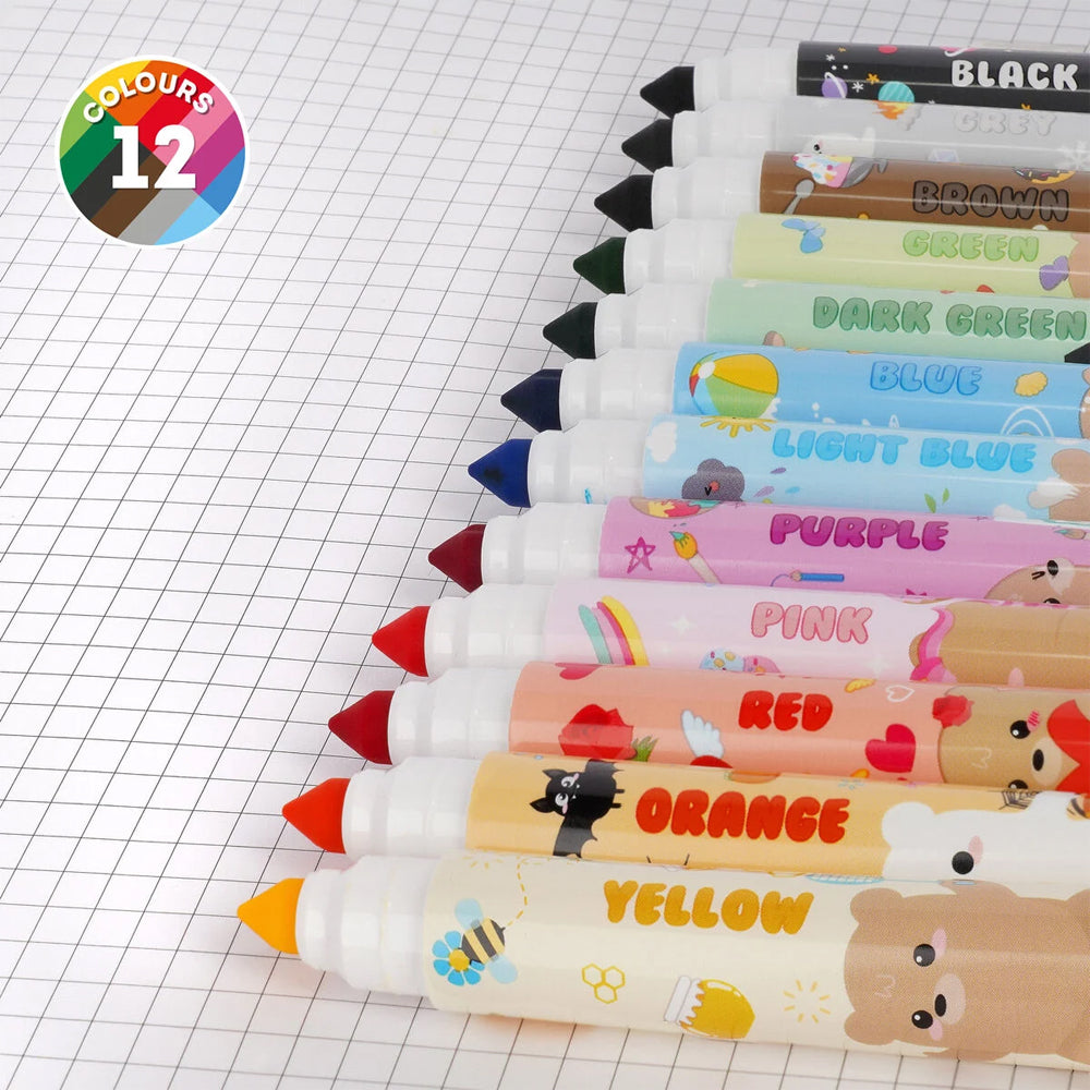 Legami Set of 12 Marker Pens - Teddy Friends - Super Washable