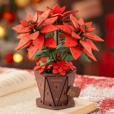Rowood Poinsettia Flower Bouquet 3D Wooden Puzzle Model Kit TF001