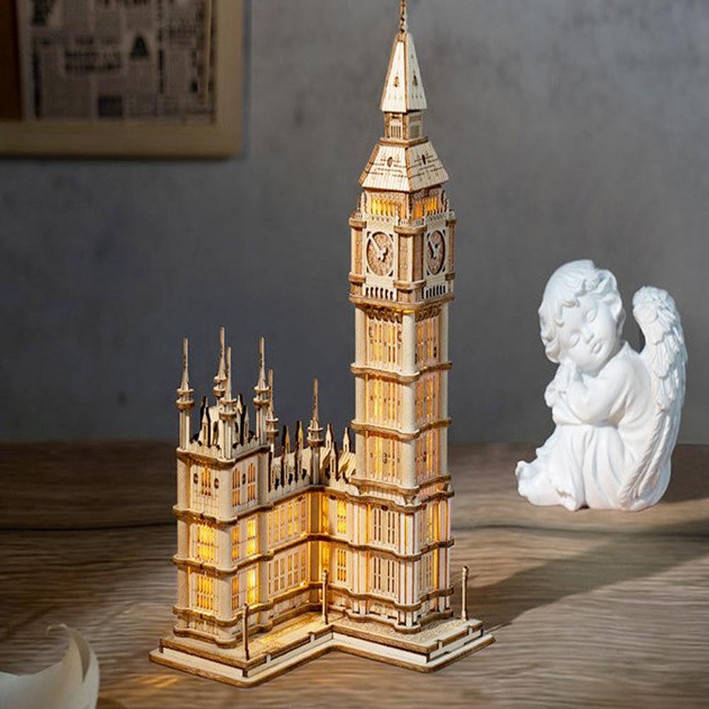ROBOTIME Rolife Big Ben Wooden Model Kit with Lights TG507