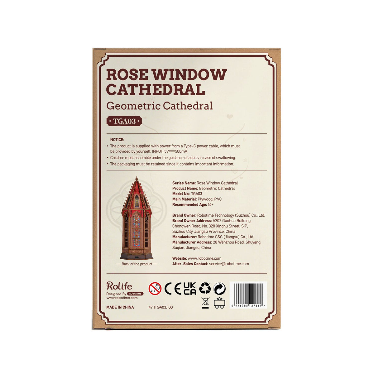 Rolife Geometric Cathedral 3D Wooden Puzzle Model Kit TGA03