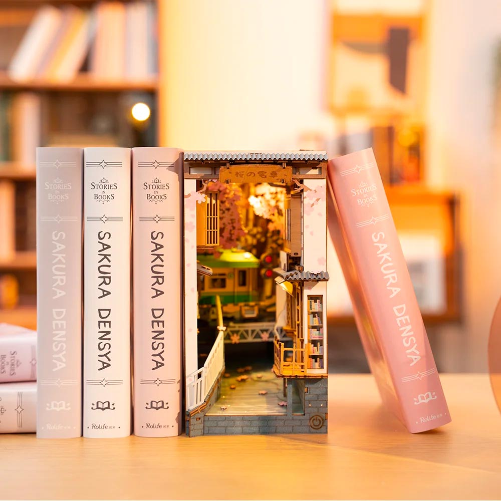 ROBOTIME Rolife Sakura Densya Book Nook DIY Miniature House Craft Kit TGB01