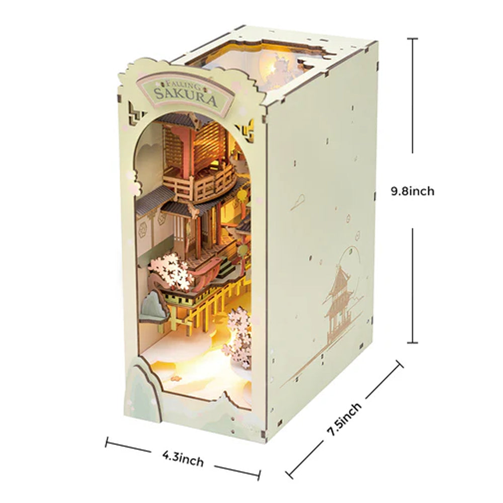 ROBOTIME Rolife Falling Sakura Book Nook DIY Miniature Dollhouse TGB05