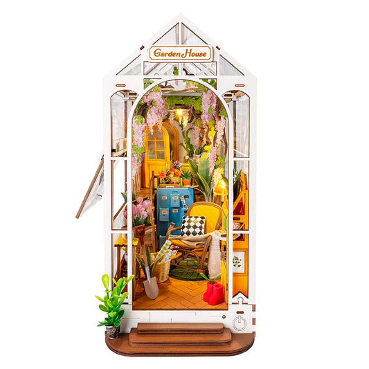 ROBOTIME Rolife Holiday Garden House Book Nook DIY Miniature Dollhouse Kit TGB06