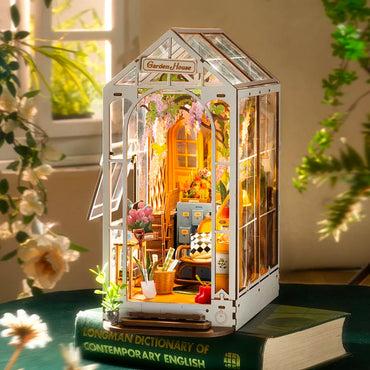 ROBOTIME Rolife Holiday Garden House Book Nook DIY Miniature Dollhouse Kit TGB06