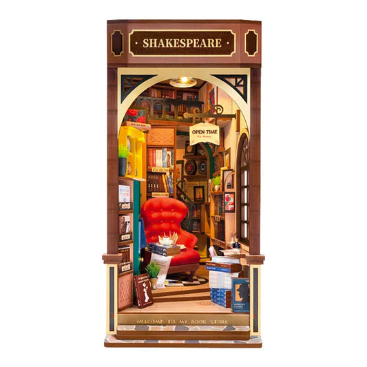 ROBOTIME Rolife Bookstore Shakespeare Book Nook DIY Miniature Dollhouse TGB07