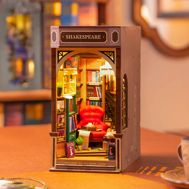 ROBOTIME Rolife Bookstore Shakespeare Book Nook DIY Miniature Dollhouse TGB07