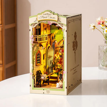 ROBOTIME Rolife Floral Corner Book Nook DIY Miniature Dollhouse TGB09