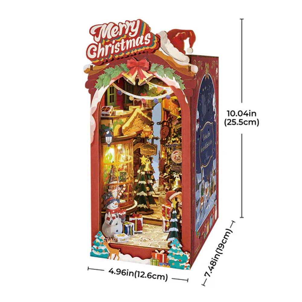 ROBOTIME Rolife Christmas Street Book Nook DIY Miniature Dollhouse TGC06