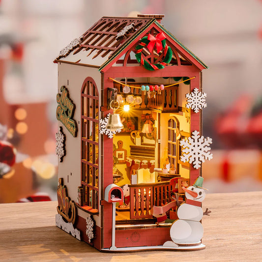 ROBOTIME Rolife Christmas Home Scene Book Nook DIY Miniature Dollhouse TGC07