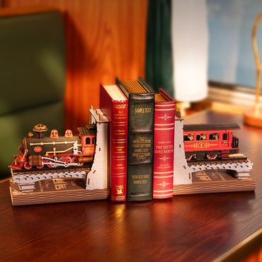 Rolife Century Train Bookends DIY Book Nook Wooden Model Kit TGE01