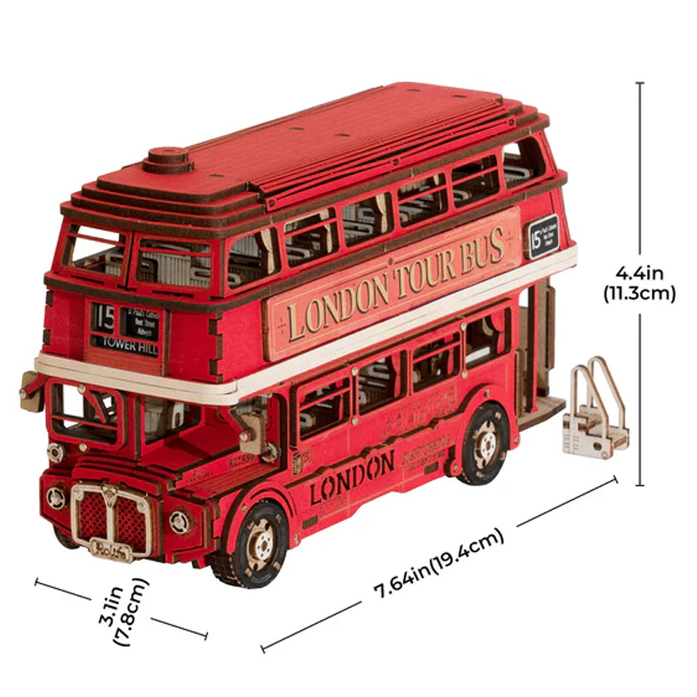 ROBOTIME Rolife London Tour Bus DIY 3D Wooden Model Puzzle TGM02