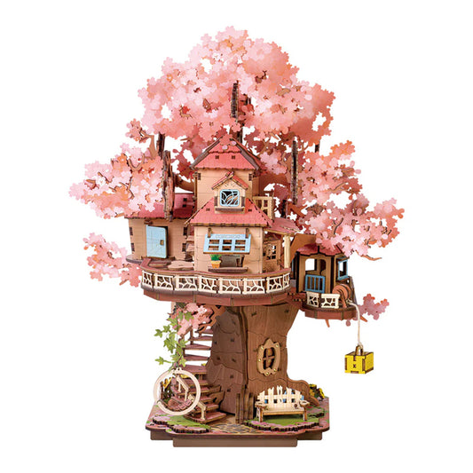ROBOTIME Rolife Sakura Tree House DIY Miniature Dollhouse Model Kit TGS04