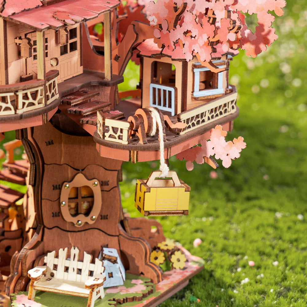 ROBOTIME Rolife Sakura Tree House DIY Miniature Dollhouse Model Kit TGS04
