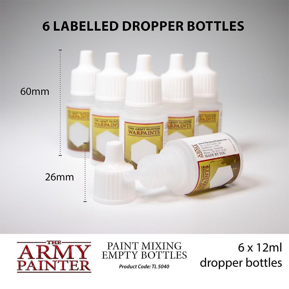Army Painter Paint Mixing Empty 12ml Bottles 6x TL5040