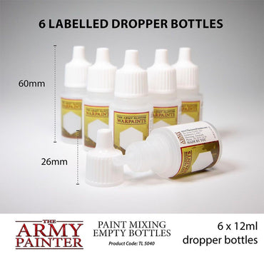 Army Painter Paint Mixing Empty 12ml Bottles 6x TL5040
