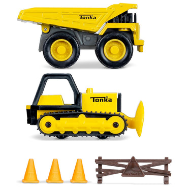 Tonka Mini Classics 2-Pack Dump Truck & Bulldozer w/Accessories