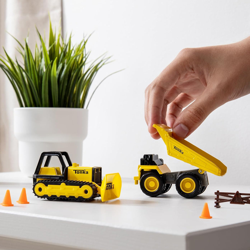 Tonka Mini Classics 2-Pack Dump Truck & Bulldozer w/Accessories