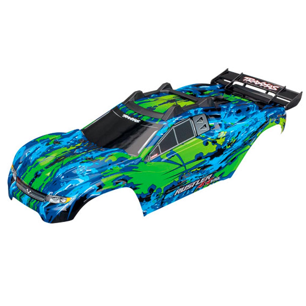 Traxxas Rustler 4X4 VXL Green Body Shell Fully Assembled & Painted RC Car Spare