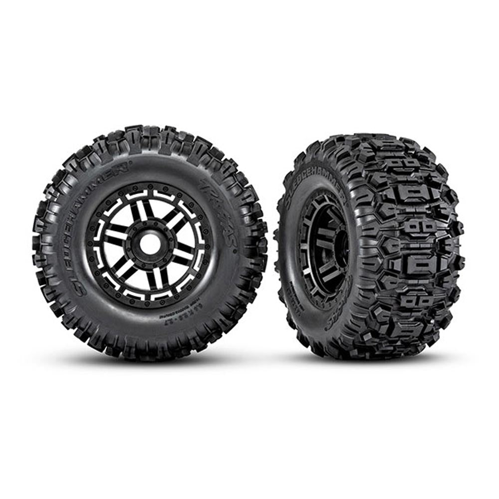 Traxxas 8973 Maxx Assembled Wheels w/Sledgehammer Tyres Pair RC Car Spare Part