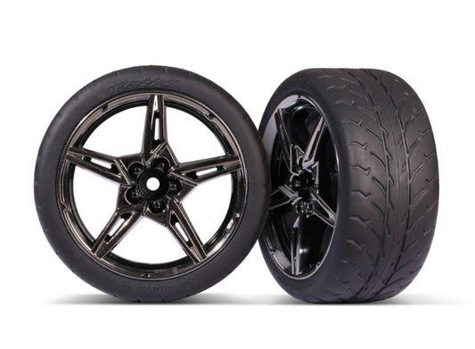 Traxxas Rear Tyres & Wheels Assembled & Glued Split Spoke Extra Wide 1.9" 2pcs