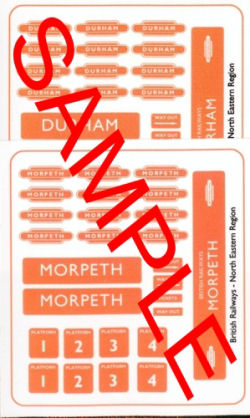 Tiny Signs OO44 BR North Eastern Region Durham & Morpeth Station Signs OO Gauge