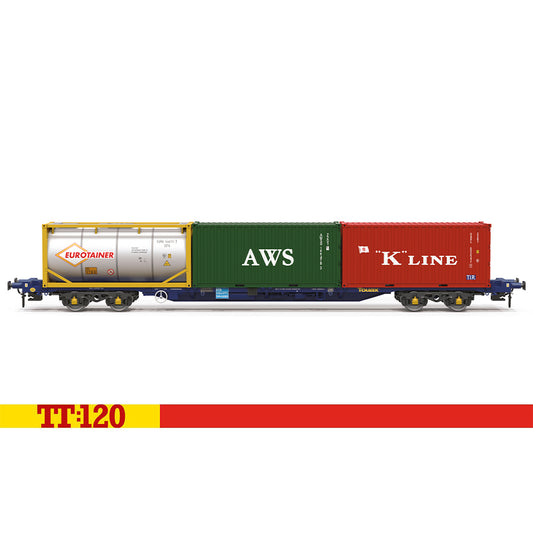 Hornby TT:120 Touax KFA Container Wagon w/3x20 Containers TT6030