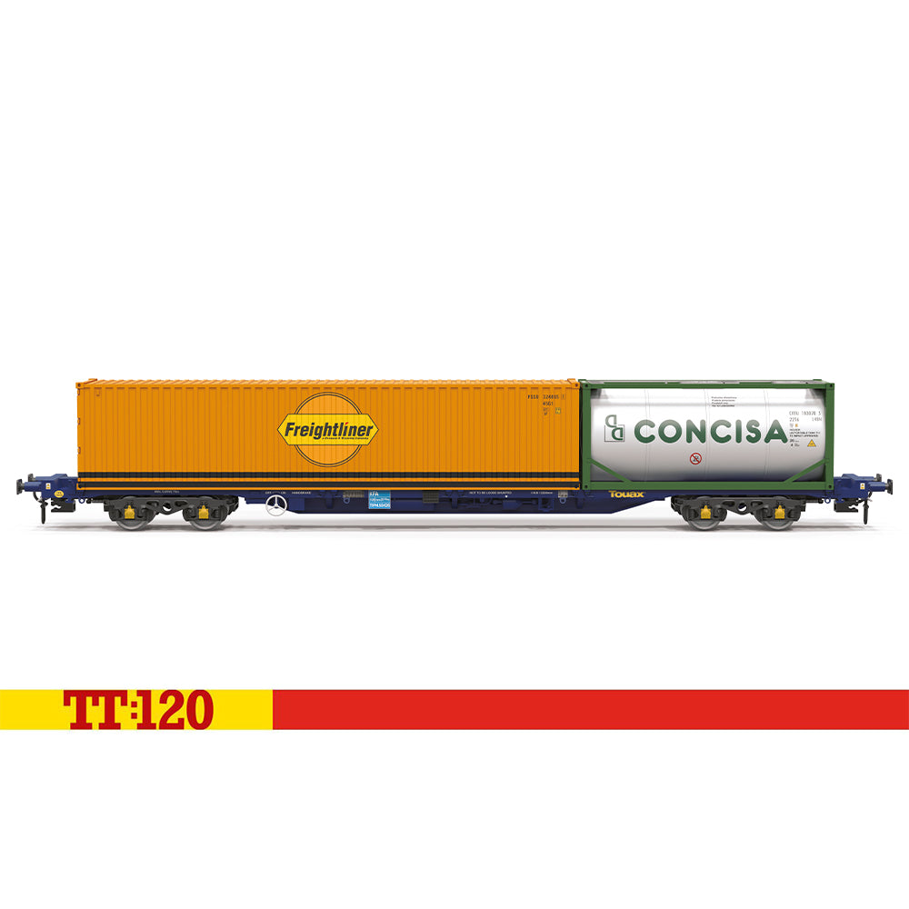 Hornby TT:120 Touax KFA Container Wagon w/1x20 & 1x40 Containers TT6031