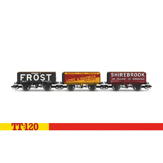 Hornby TT:120 TT6042 7 Plank Wagon Triple Pack Lowe & Warwick Frost Shirebrook