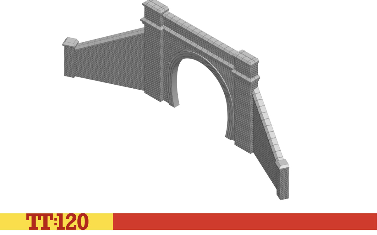 Hornby TT:120 TT9037 Single Tunnel Portals & Side Walls - Red Brick