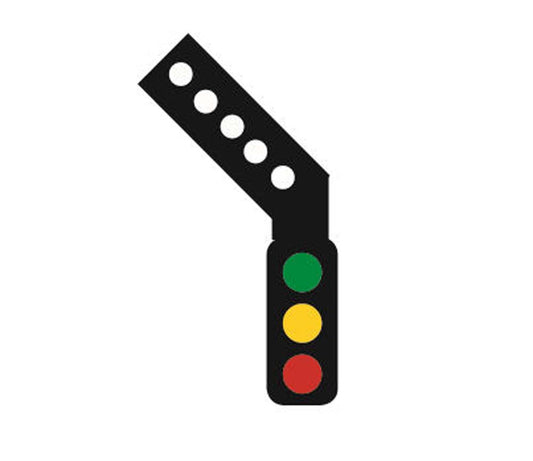 Train Tech Sensor Signal (LH Feather) - 3 Aspect Home Distant HO/OO Gauge TTSS3L