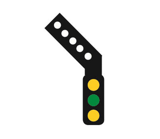 Train Tech Sensor Signal (LH Feather) - 3 Aspect Distant HO/OO Gauge TTSS4L