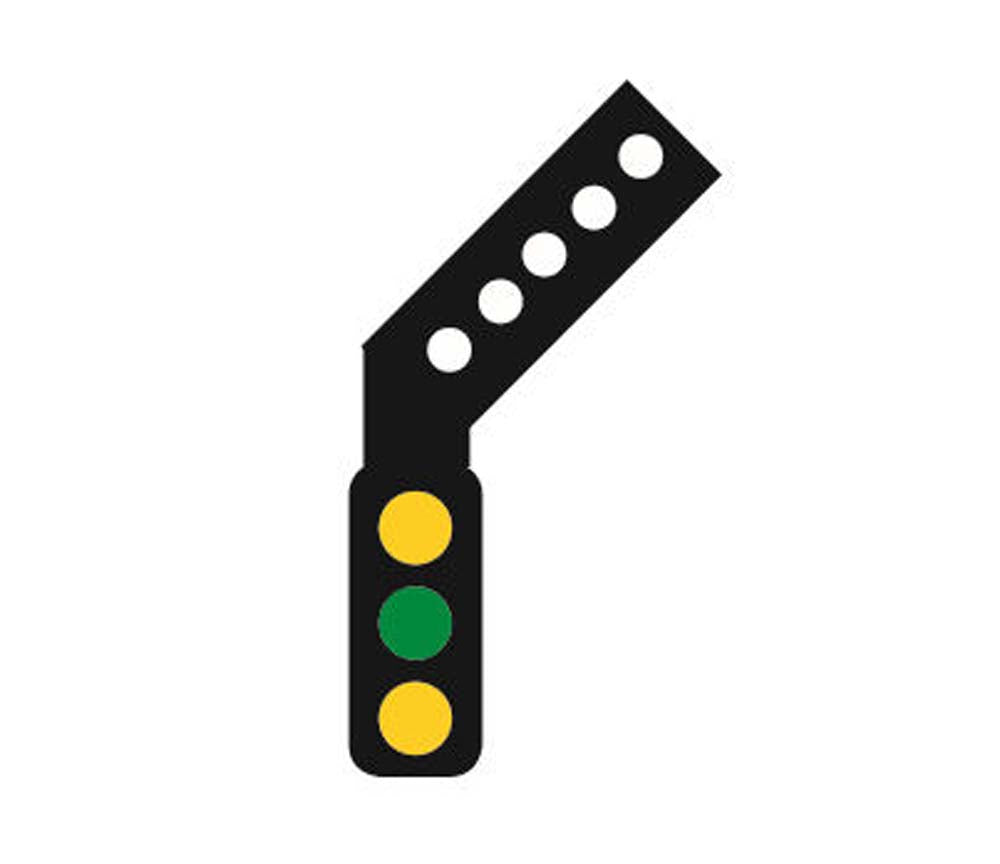 Train Tech Sensor Signal (RH Feather) - 3 Aspect Distant HO/OO Gauge TTSS4R