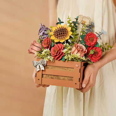 Rowood Wooden Bloom Box Flower Bouquet 3D Wooden Model Kit TW02H