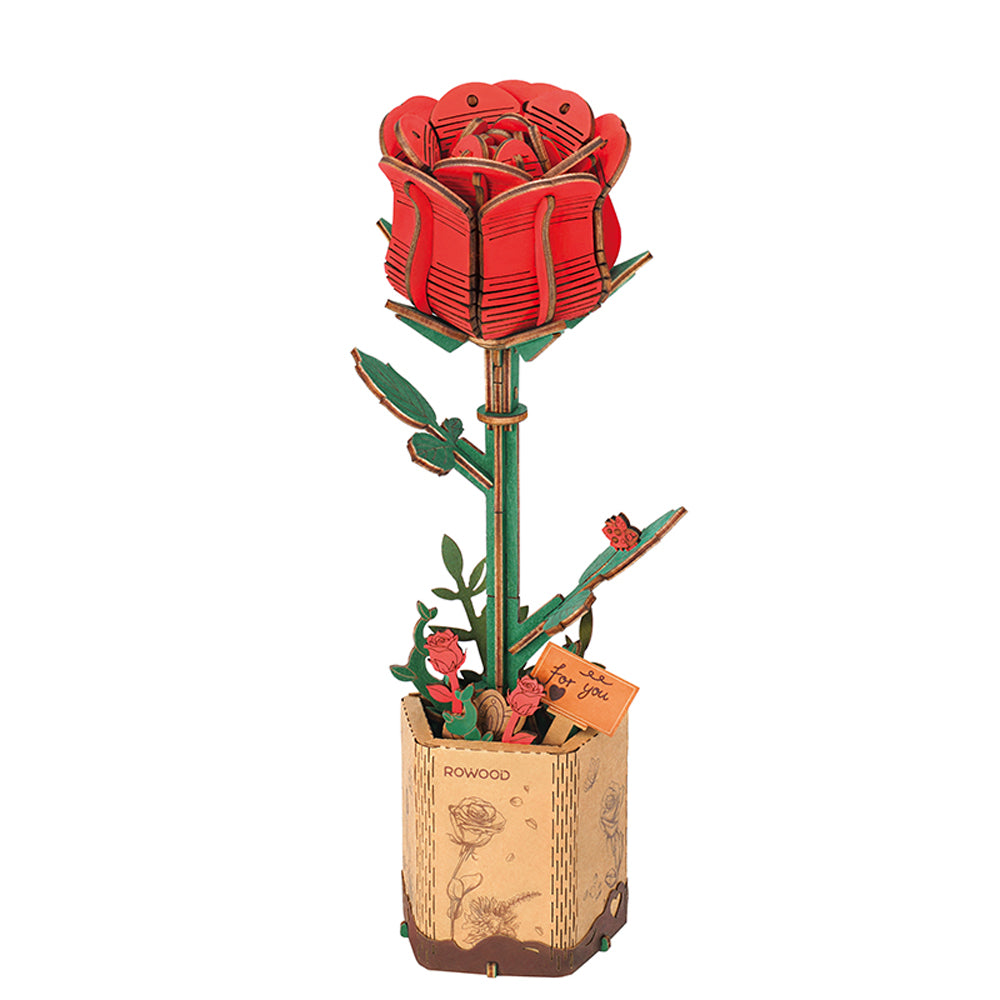 ROBOTIME Rowood Red Rose Wooden Flower Craft Kit TW042