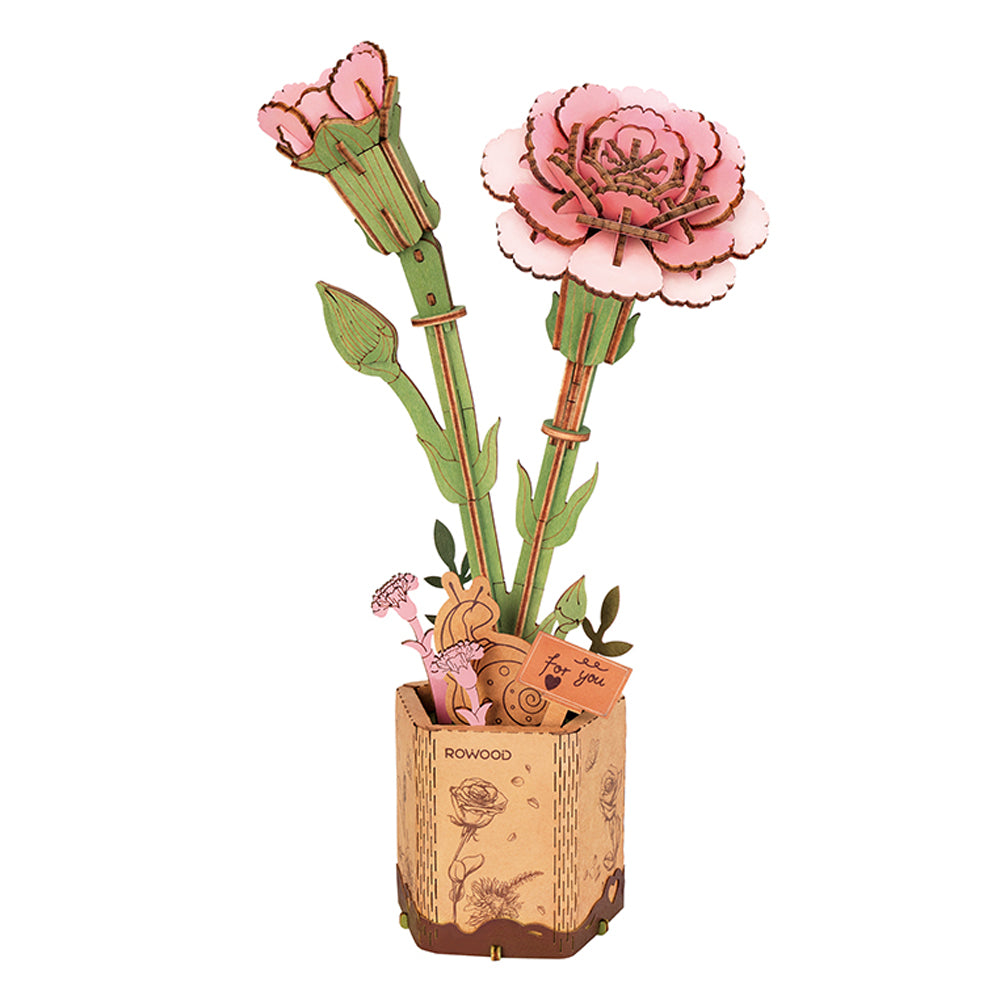 ROBOTIME Rowood Pink Carnation Wooden Flower Craft Kit TW051
