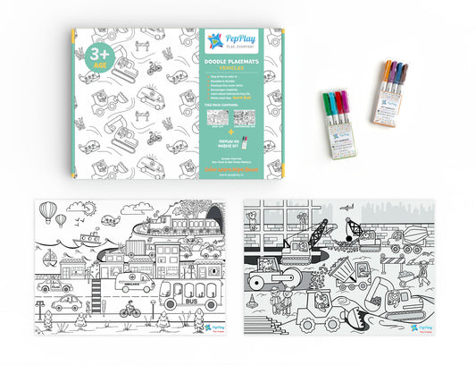 PepPlay TWPP20204 Doodle Placemats – Vehicles