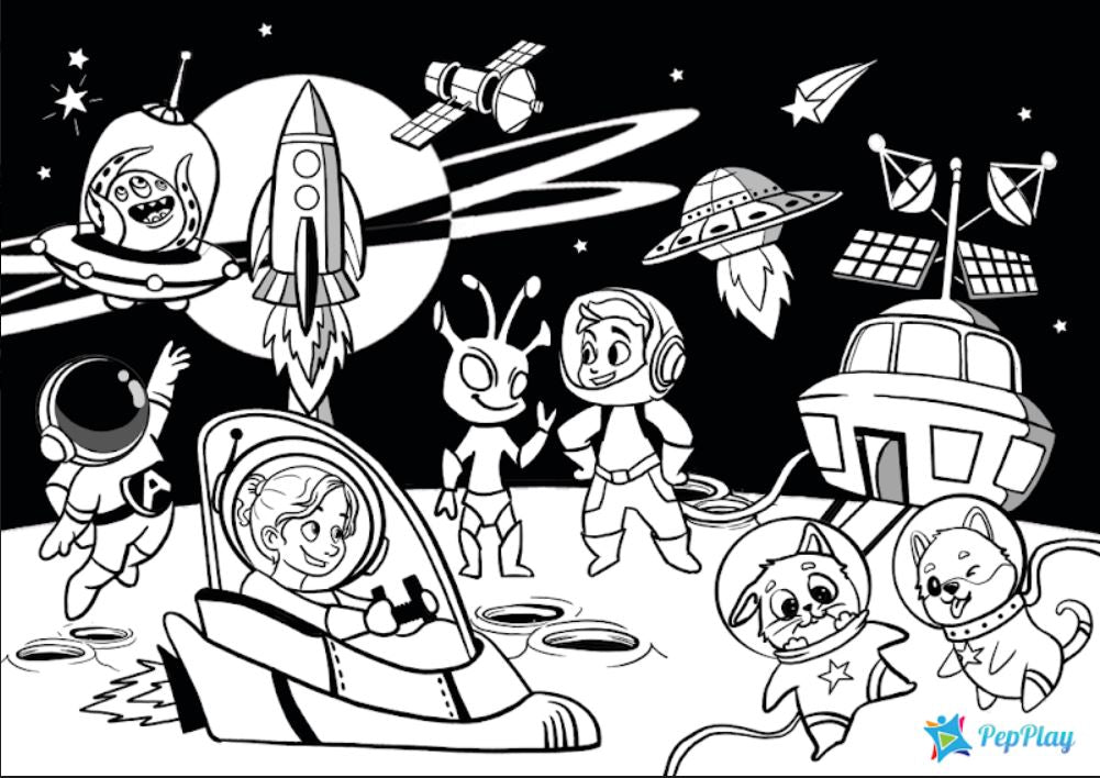 PepPlay 20208 Doodle Placemats Travel Set - Space Series