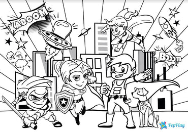 PepPlay 20209 Doodle Placemats Travel Set - Superheroes & Monster