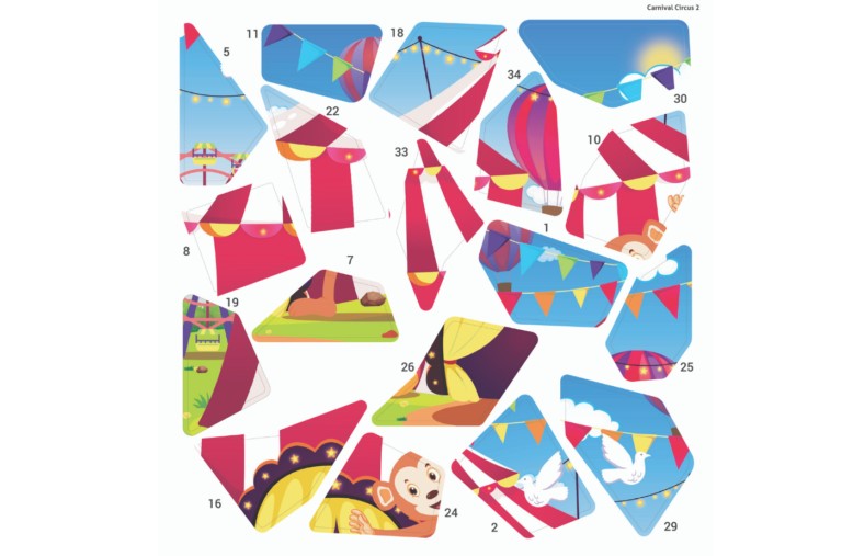 PepPlay 20602 Educational Sticker Puzzle – Circus Carnival
