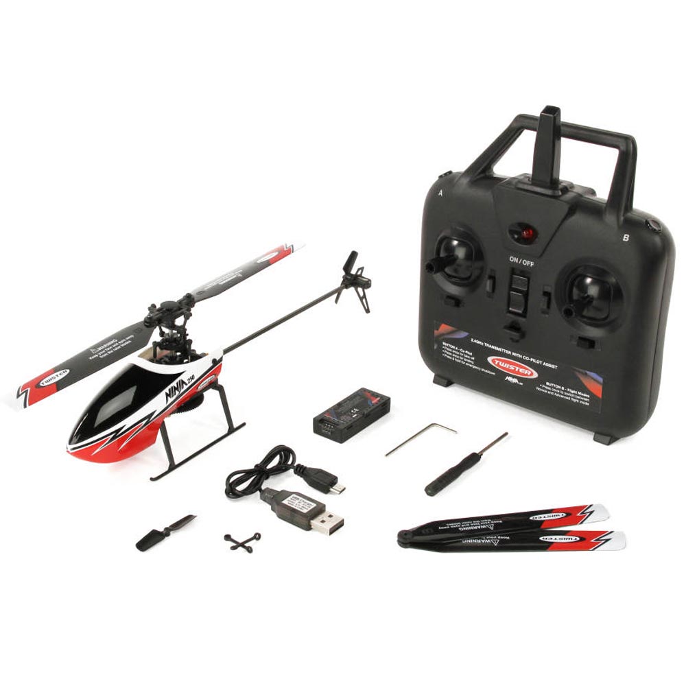 Twister Ninja 250 RC Helicopter RTF w/Co-Pilot Assist - Red - TWST1001R
