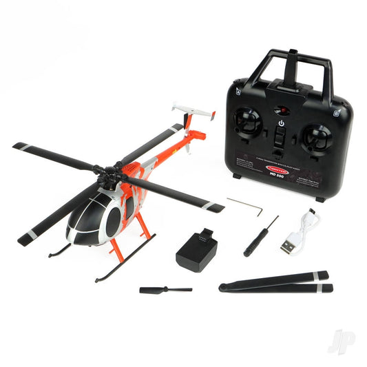 Twister TWST1003M MD 500 Scale 250 Flybarless RC Helicopter - Red/Silver
