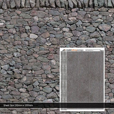 Scale Model Scenery TX007 Dry Stone Wall Texture Paper (Pk of 5) OO/HO Gauge