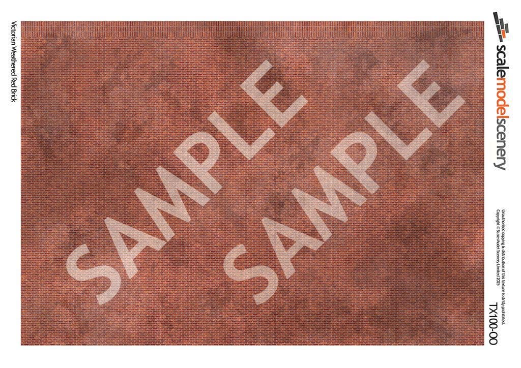 Scale Model Scenery TX100 Victorian Weathered Red Brick Texture Paper Pk5 OO/HO