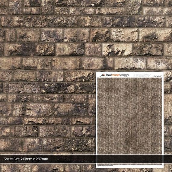 Scale Model Scenery TX245 Light Weathered Random Ashlar Brick Paper OO/HO Gauge