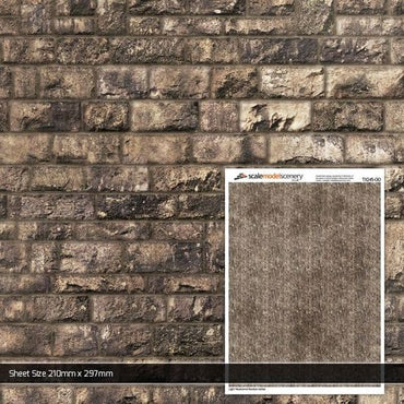 Scale Model Scenery TX245 Light Weathered Random Ashlar Brick Paper OO/HO Gauge