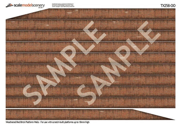 Scale Model Scenery TX258 English Bond Weathered Red Brick Platform Wall OO/HO