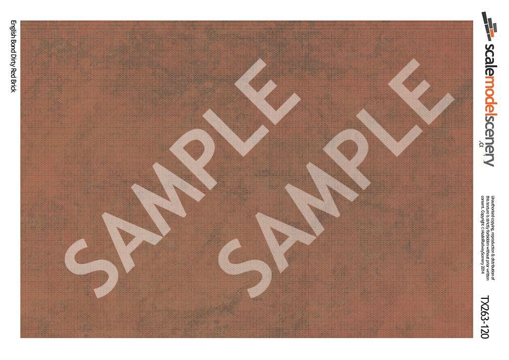 Scale Model Scenery TX263 English Bond Dirty Red Brick Paper (Pk 5) OO/HO Gauge