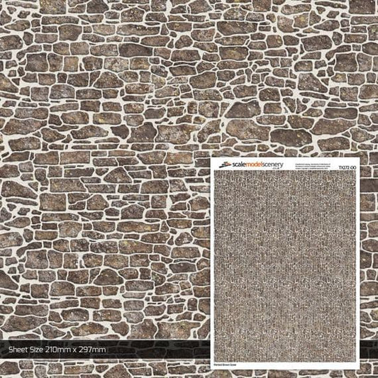 Scale Model Scenery TX268 Yorkshire Stone Texture Paper (Pk of 5) OO/HO Gauge