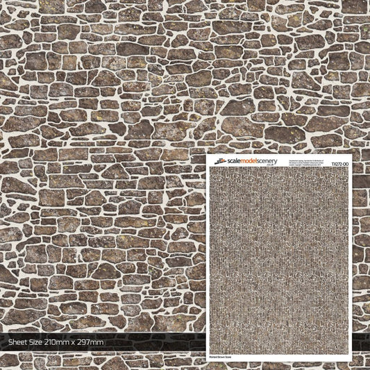 Scale Model Scenery TX272 Pointed Brown Stone Texture Paper (Pk 5) OO/HO Gauge